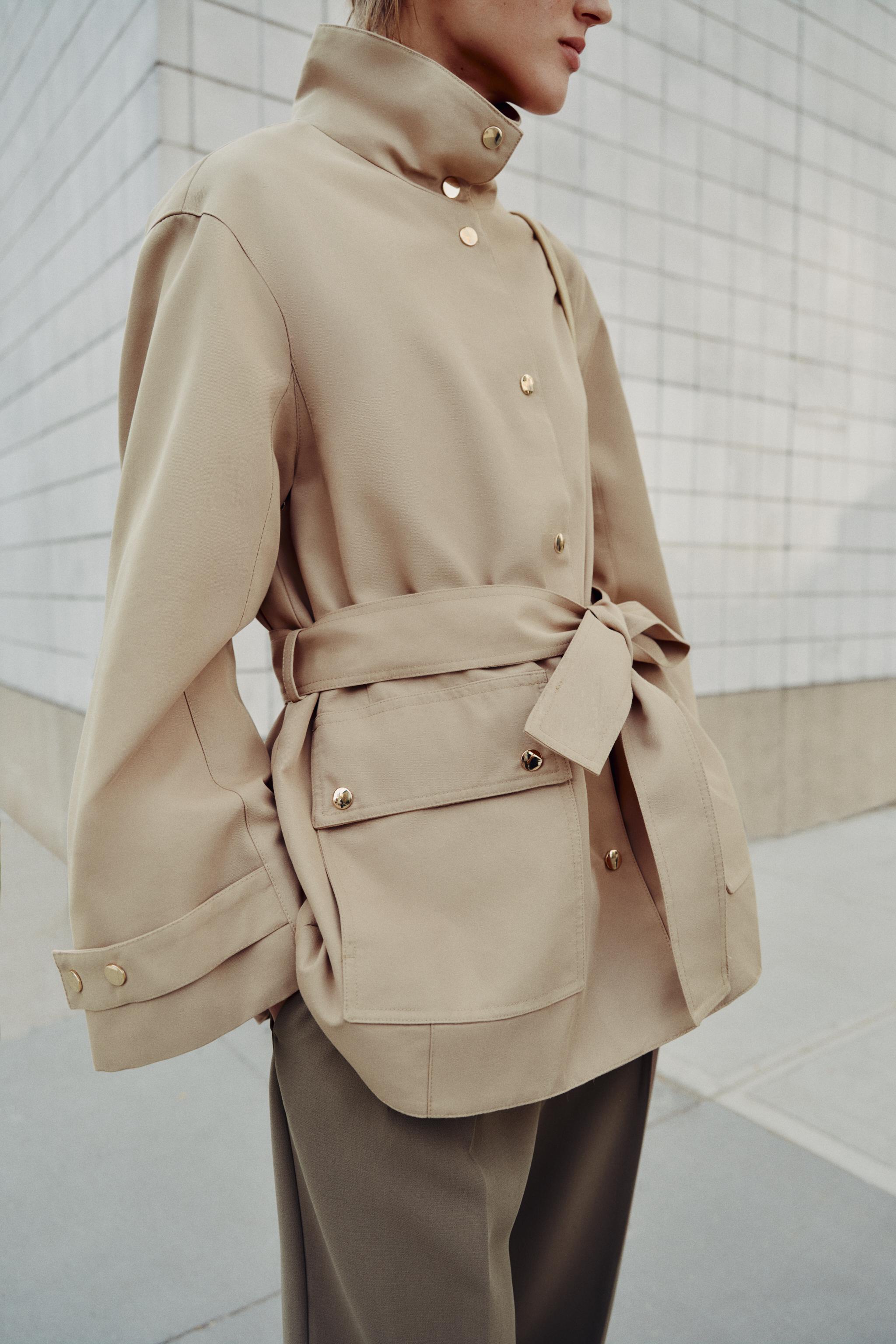 HIGH-NECK BELTED TRENCH COAT