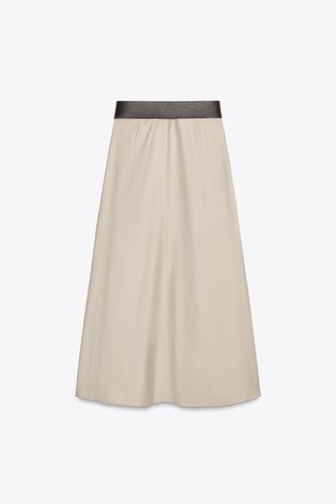 BELTED MIDI SKIRT - Mid-camel by Zara - Image 7