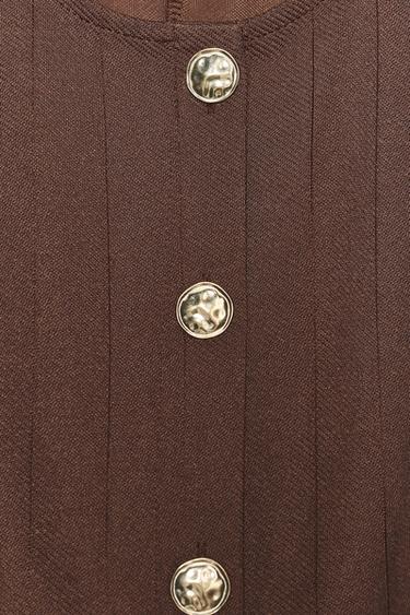 TOP GILET SERGÉ BOUTONS - Marron de Zara - Image 5