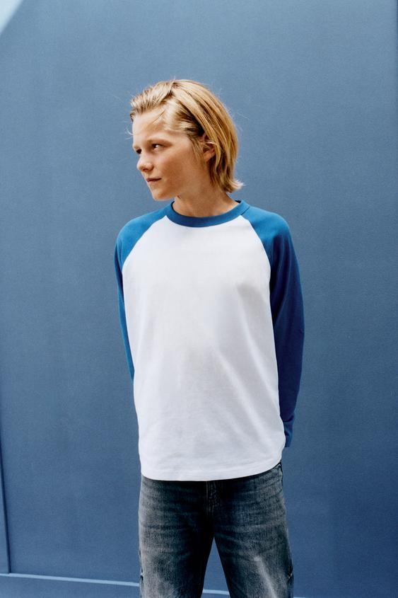 PLAYERA MANGA LARGA RANGLÁN - Azulón de Zara - Imagen 0