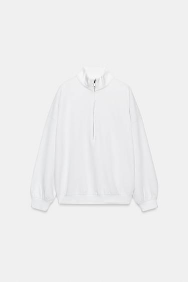 SUDADERA OVERSIZE CREMALLERA - Blanco de Zara