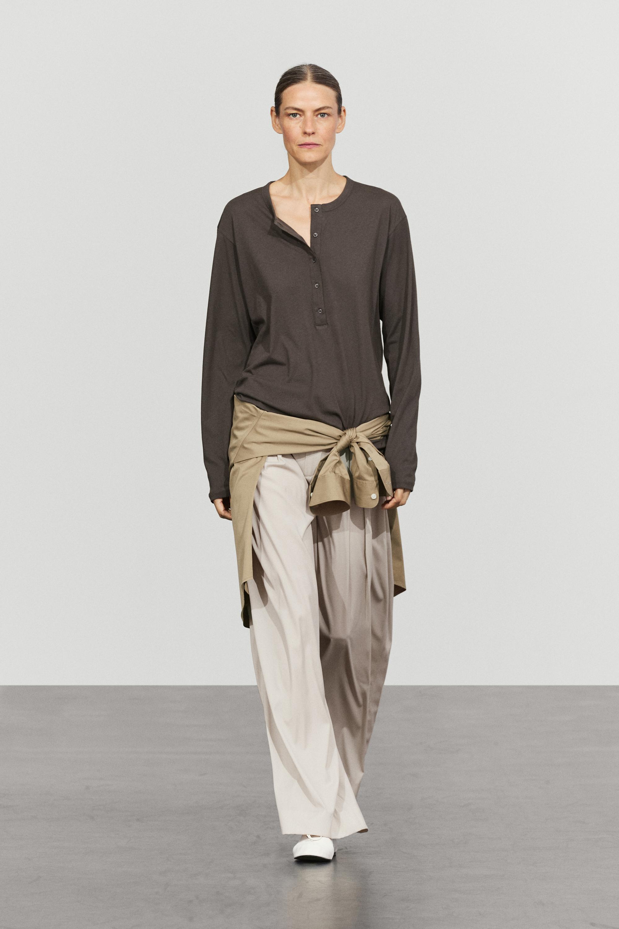 100% cotton long sleeve T-shirt — Mink