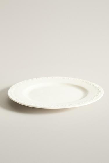 EARTHENWARE DESSERT PLATE WITH RAISED RIM — Cream 2