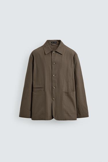 RELAXED FIT COTTON OVERSHIRT - Brown by Zara - Image 7