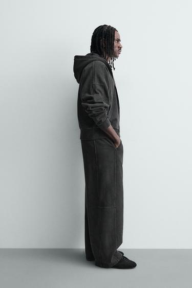 SWEAT CROPPED FIT À CAPUCHE - Anthracite foncé de Zara - Image 3