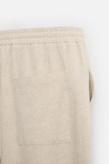 REGULAR FIT VISCOSE-LINEN TROUSERS - Light beige by Zara - Image 9