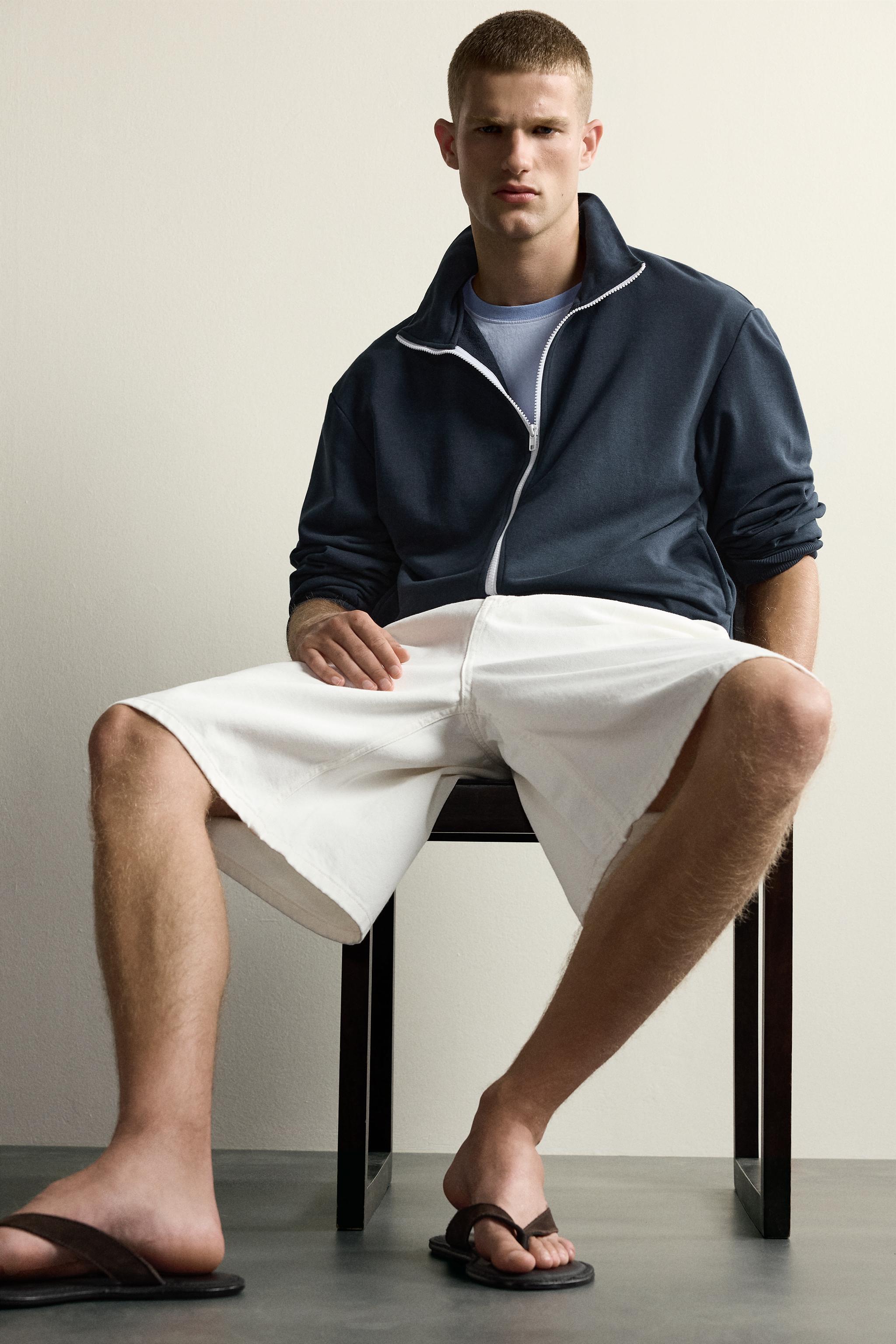 RELAXED FIT CONTRAST ZIP SWEATSHIRT