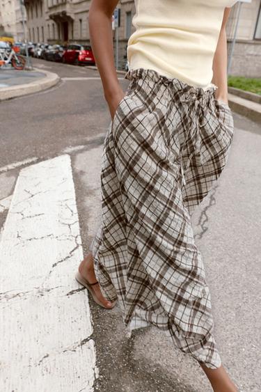 Zara PLAID MIDI SKIRT - Multicolored