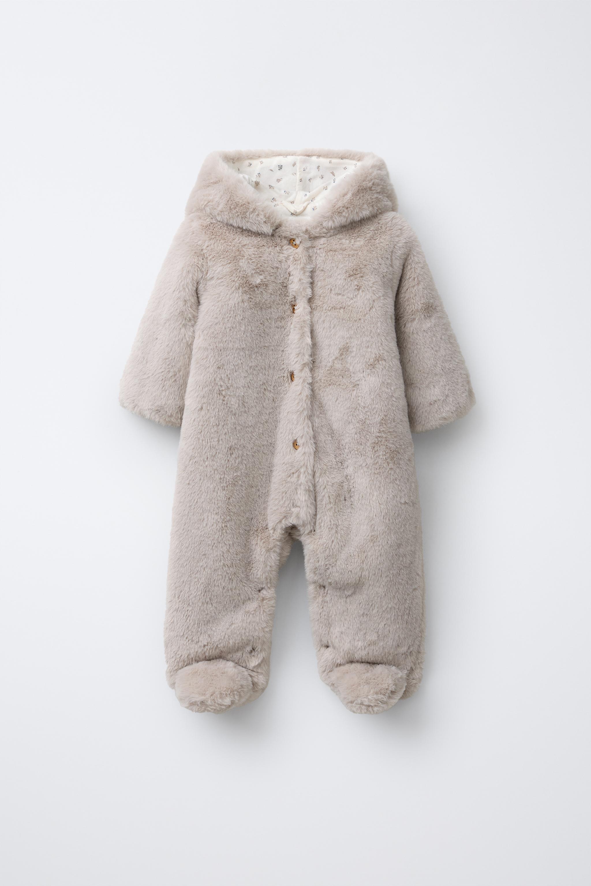 FAUX FUR HOODIE ROMPER Beige ZARA United States