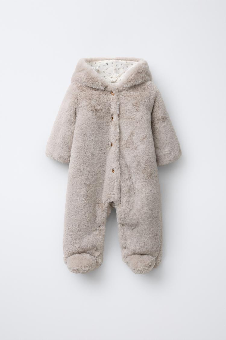 TUTINA CON CAPPUCCIO EFFETTO PELLICCIA Beige ZARA Italia Italy