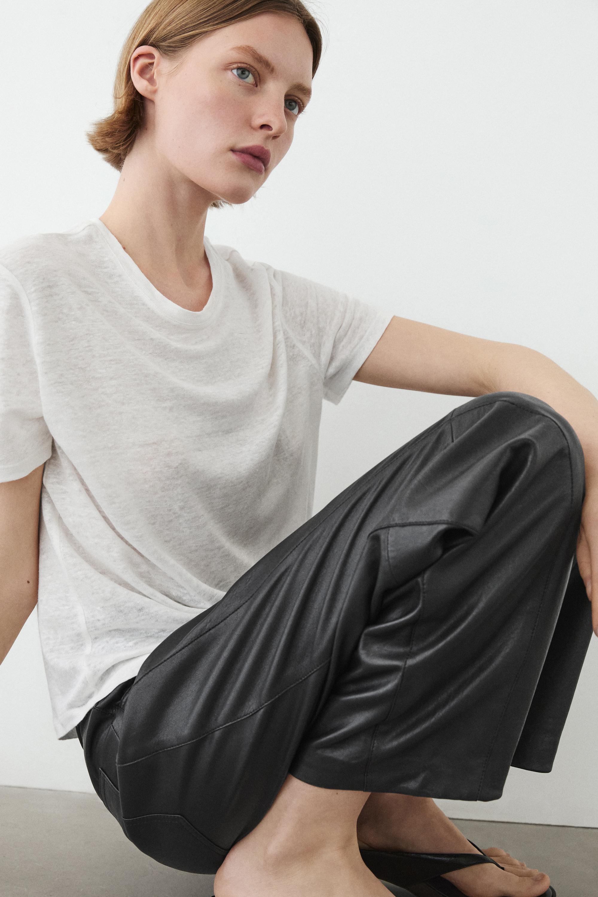 Balloon fit nappa leather trousers