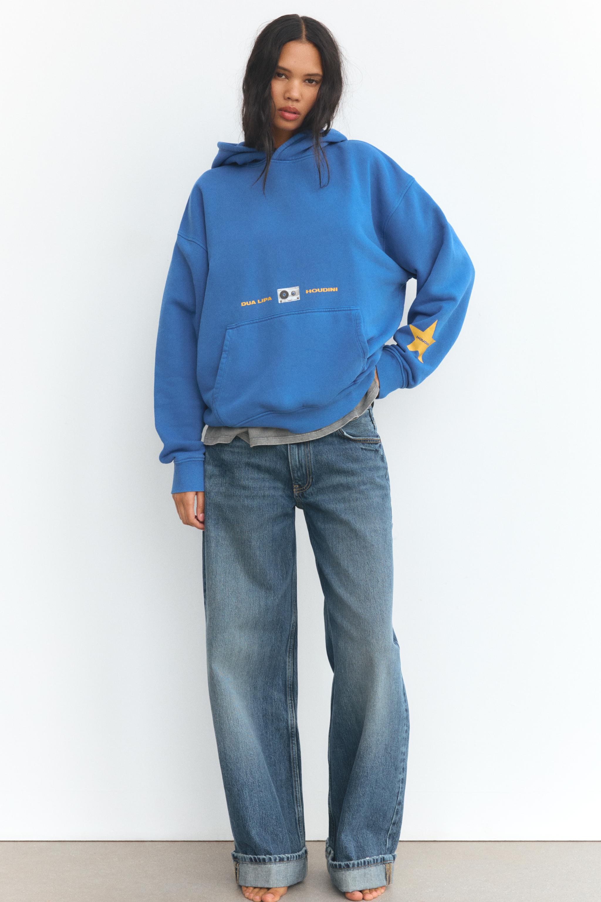 Zara blue hoodie sale