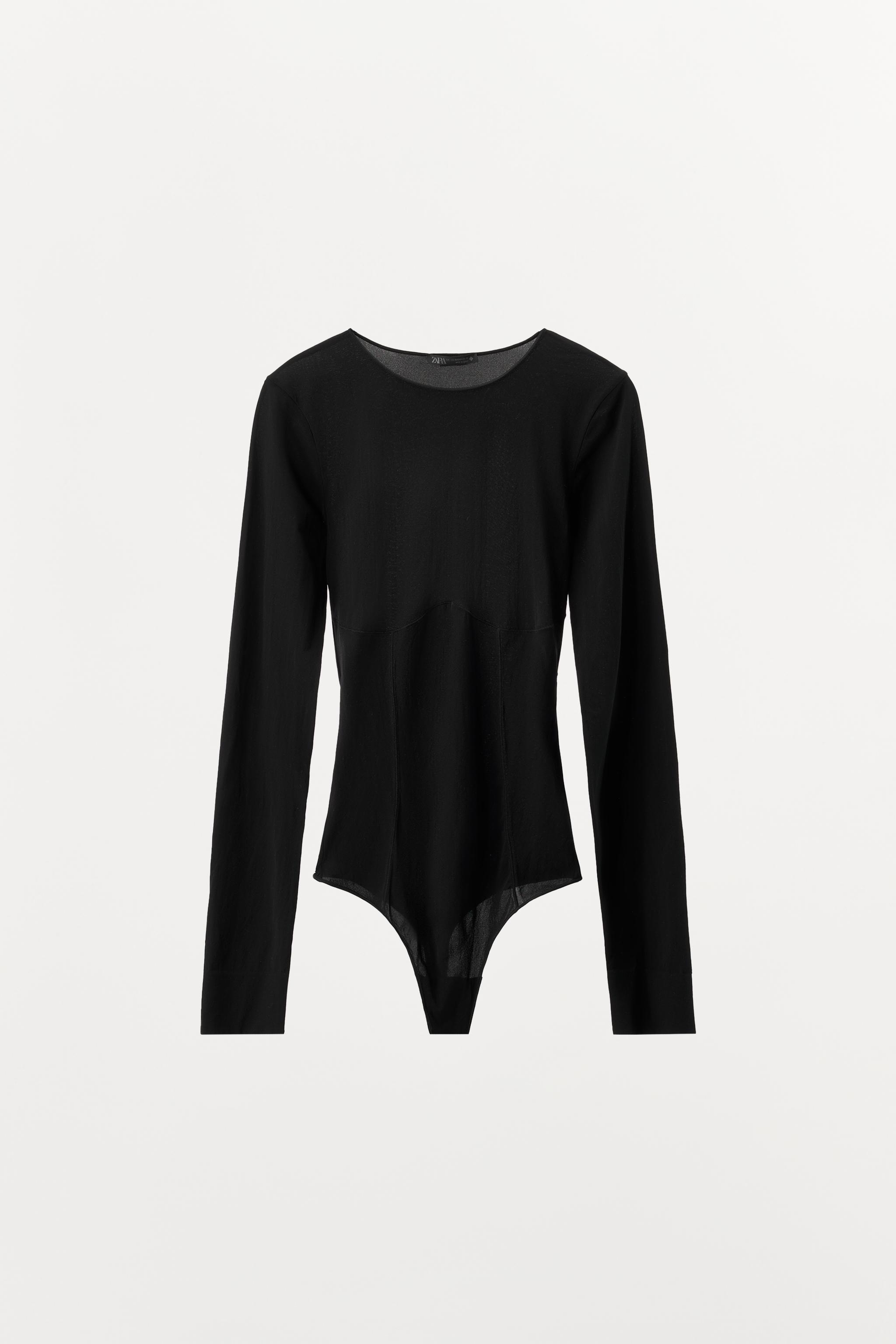 SHEER BODYSUIT WITH POLYAMIDE - Black | ZARA South Africa