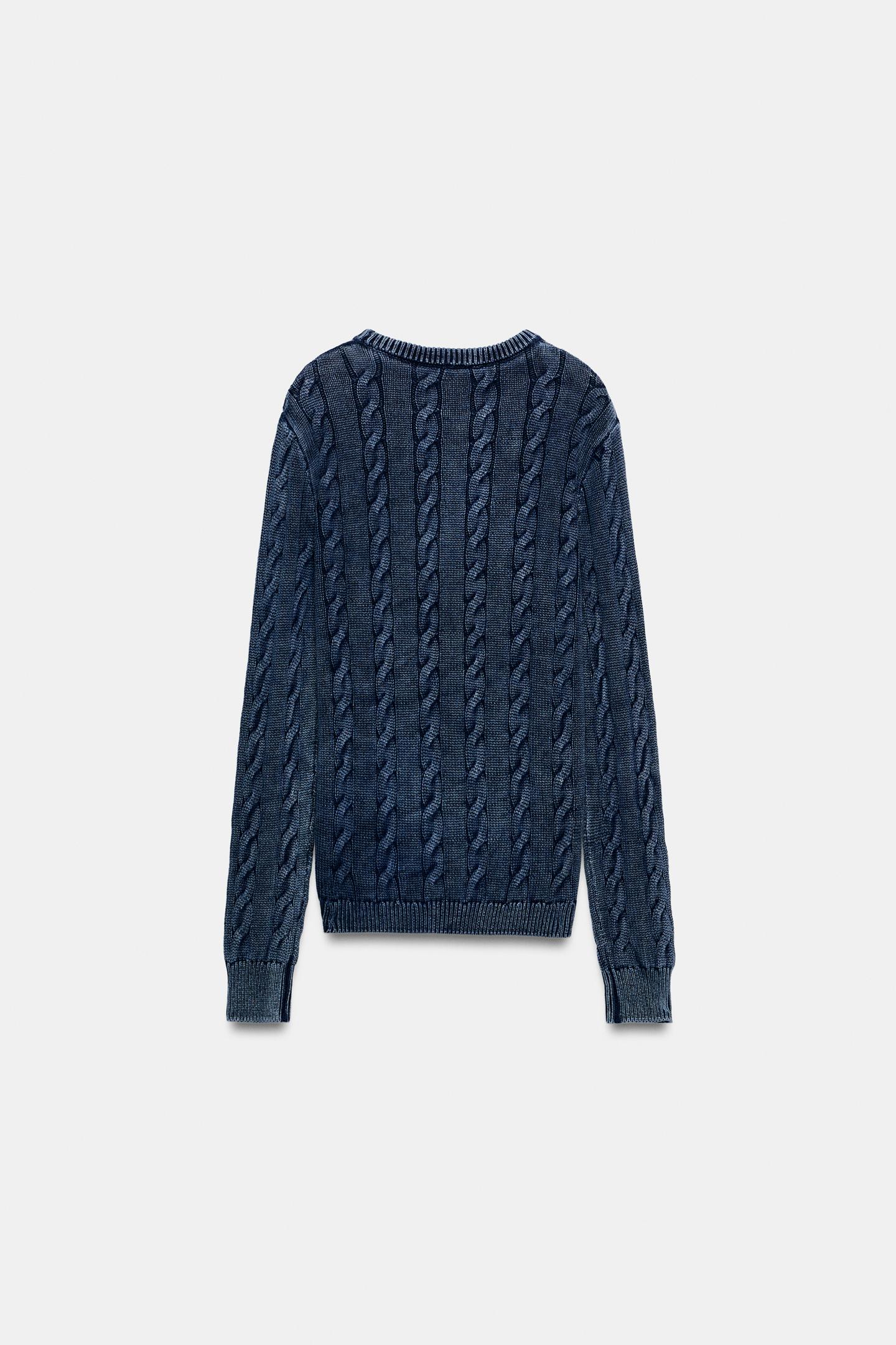 Женский свитер Zara Fruit OF the Loom™ Cable-Knit Oversized Jumper, цвет: Индиго — фото 3