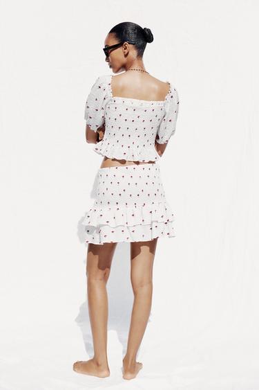 TOP À IMPRIMÉ FLORAL - Rose / Blanc de Zara - Image 3