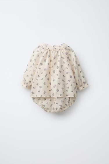 FLORAL PRINT BODYSUIT DRESS - Ecru by Zara - Image 1