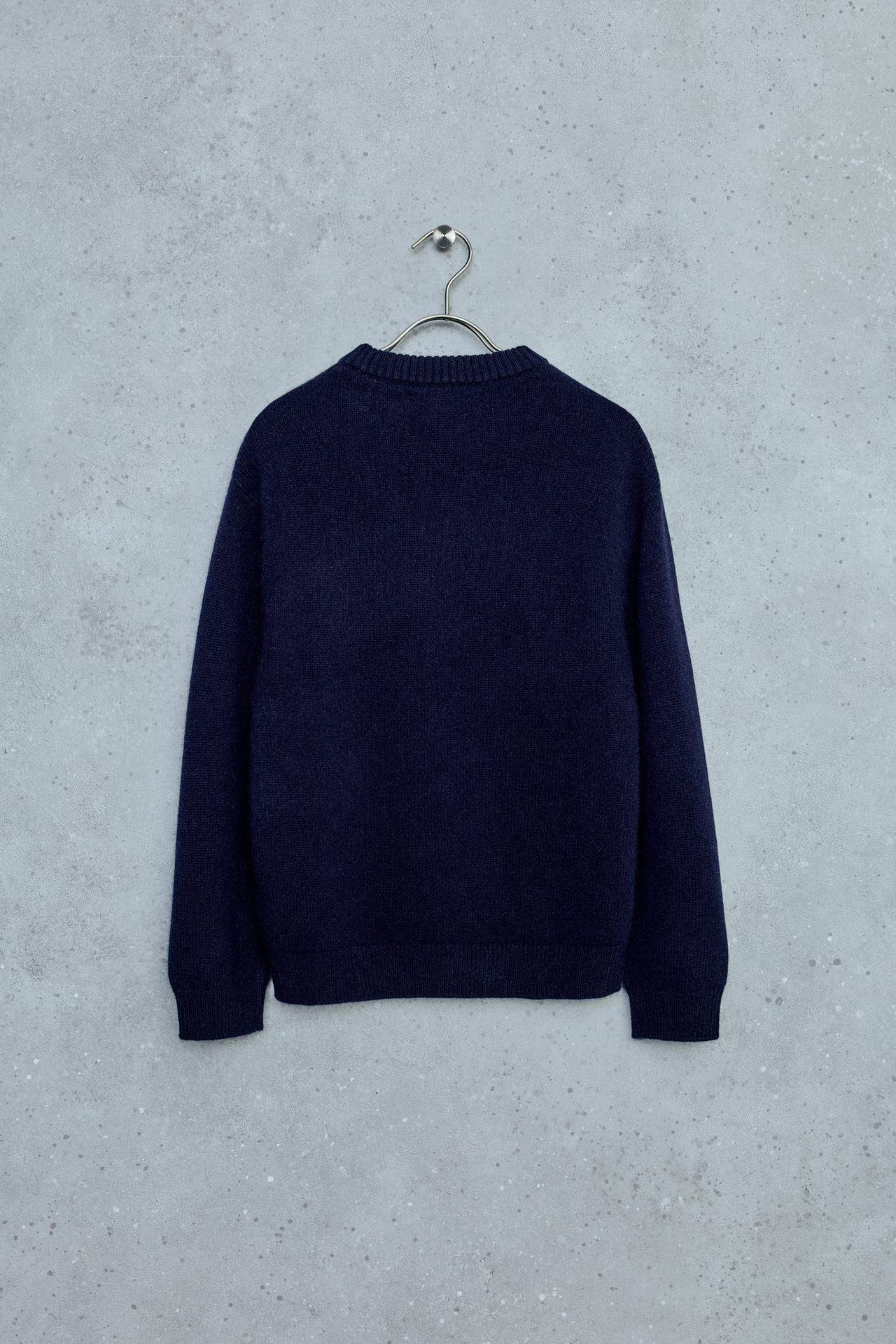 STORIESZ - 100% CASHMERE KNIT SWEATER — Dark navy