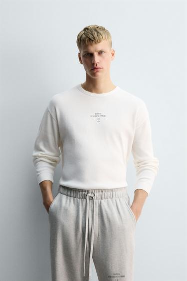 ФУТБОЛКА ЗІ СТРУКТУРОЮ В КЛІТИНКУ X SR_A - Сірувато-білий Zara
