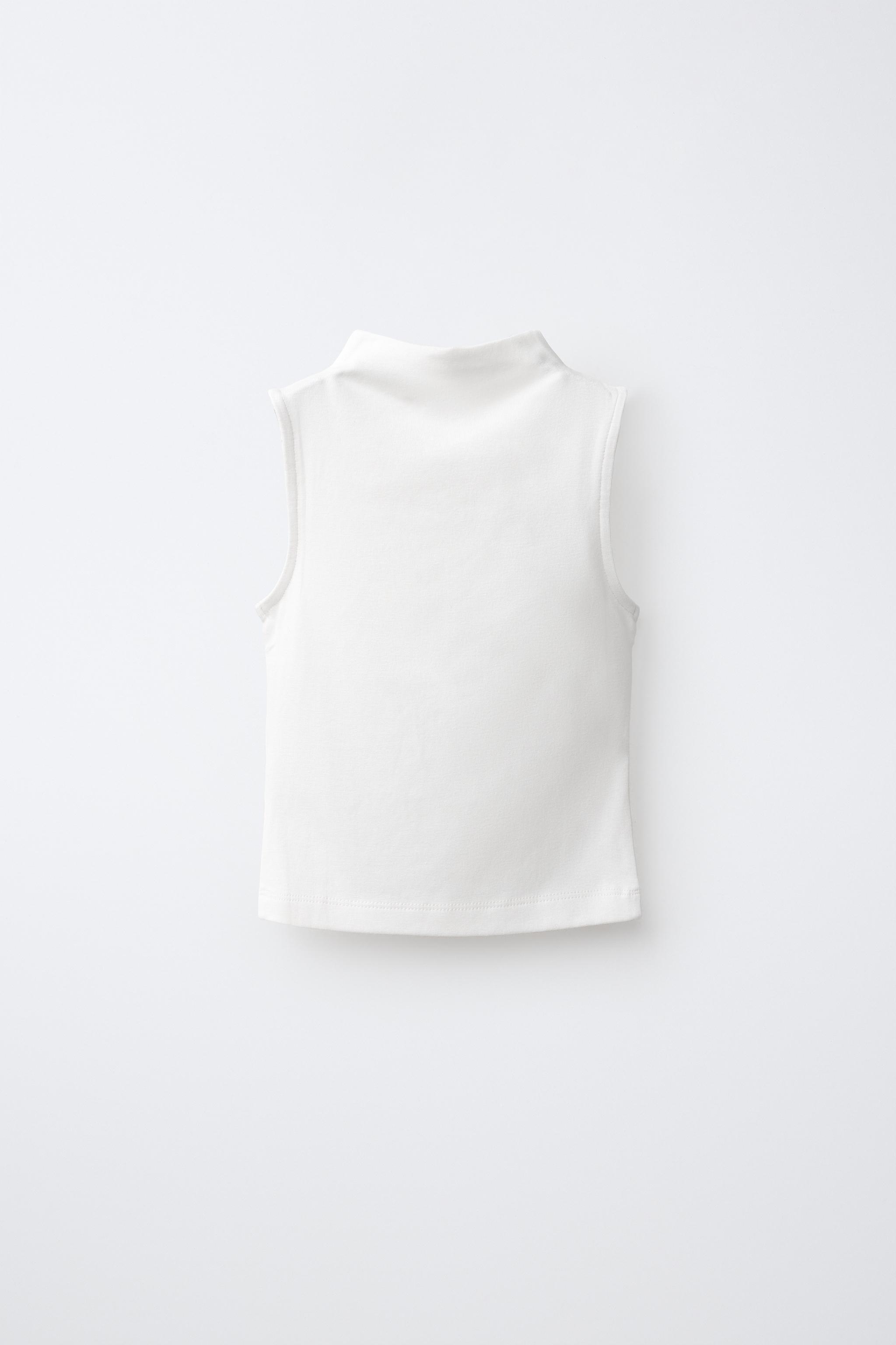 COTTON AND MODAL SLEEVELESS T-SHIRT — White