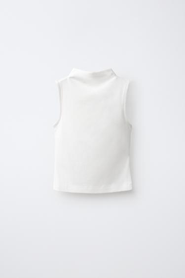 COTTON MODAL SLEEVELESS T-SHIRT — White 2