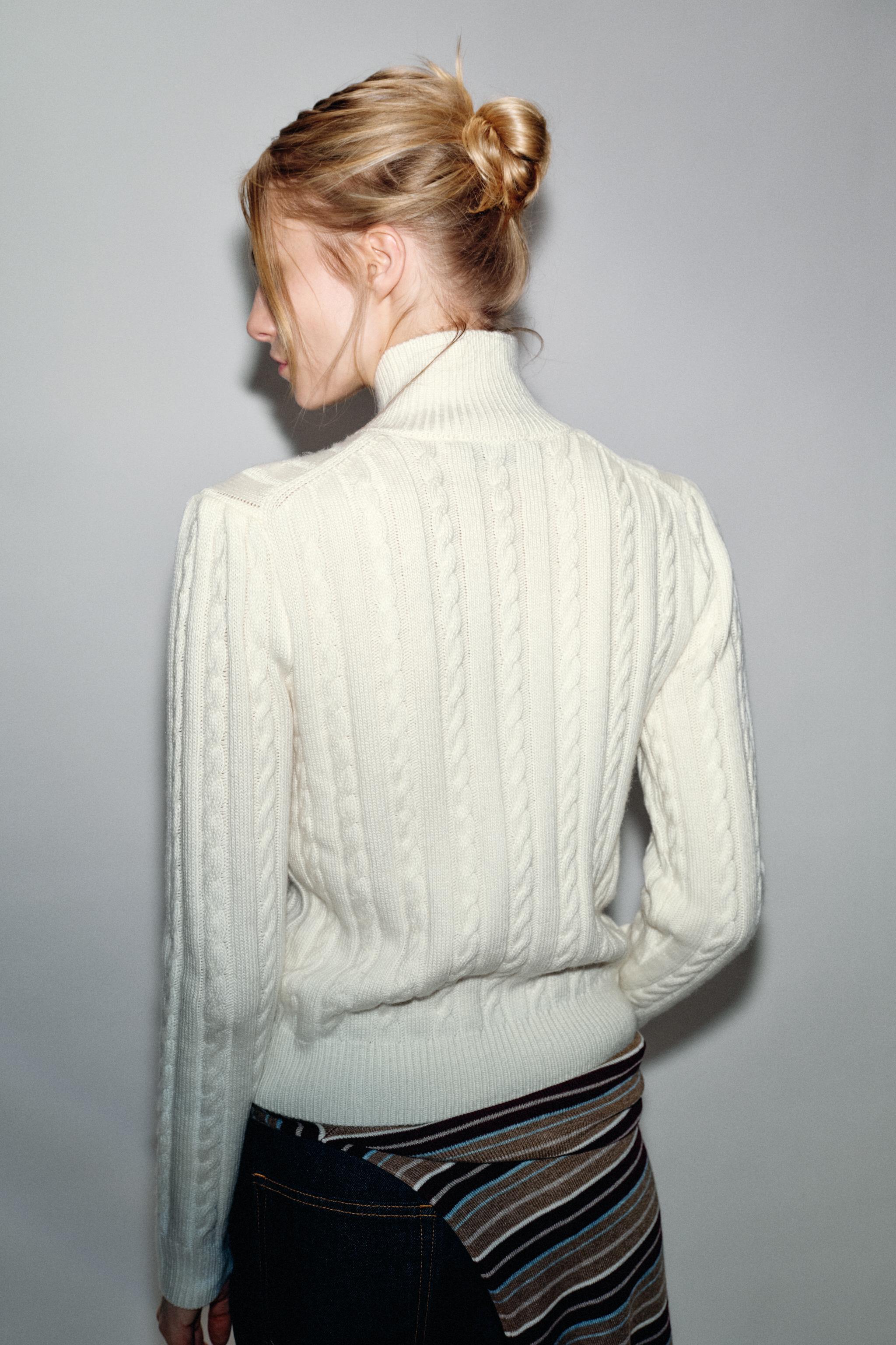 CABLE KNIT CARDIGAN - Ecru | ZARA United States