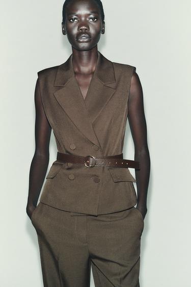 BELTED WAISTCOAT - brown vigore by Zara - Image 1