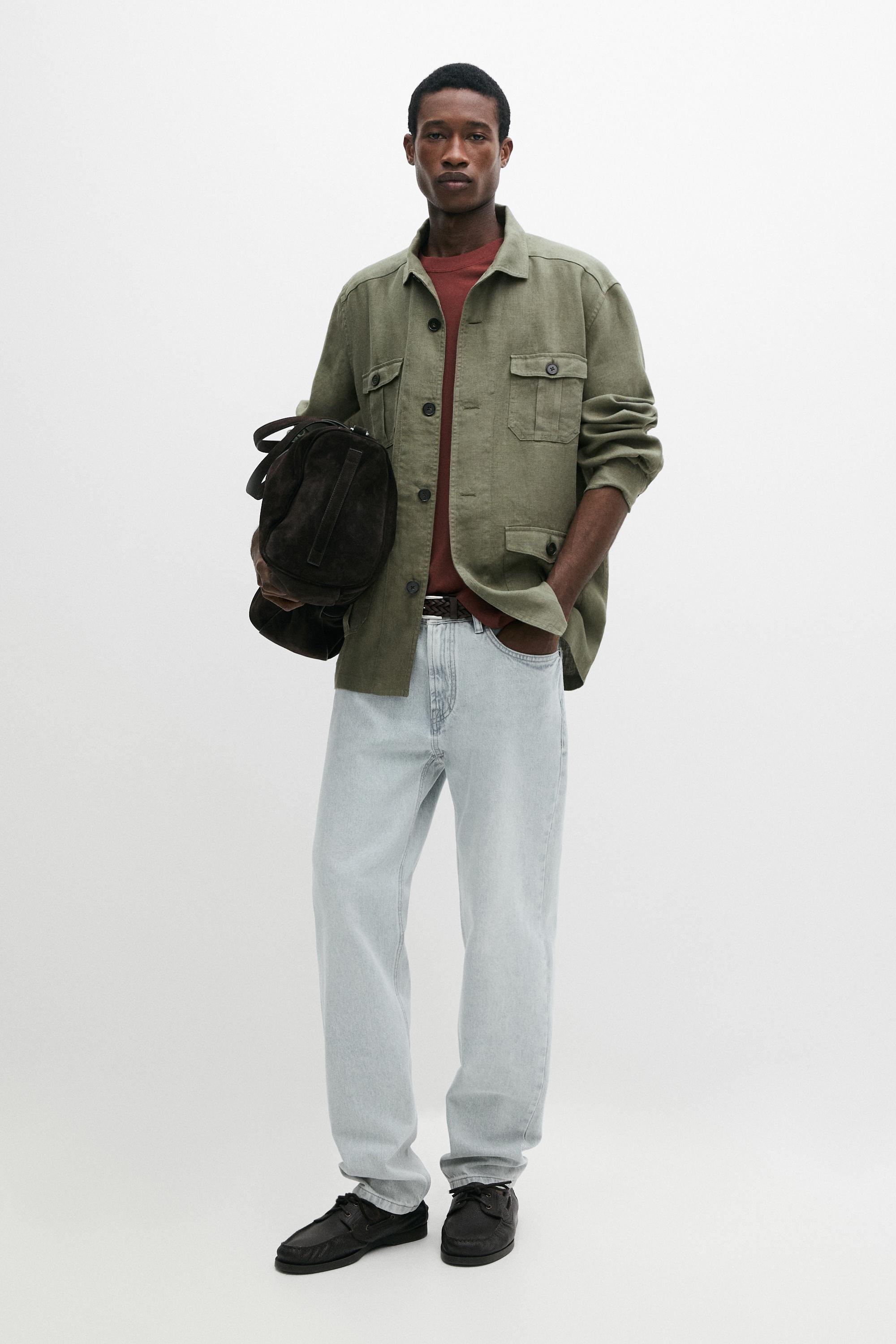 Heavy linen overshirt with pocket details