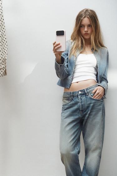 TRF ZIP-UP DENIM JACKET - Navy blue by Zara