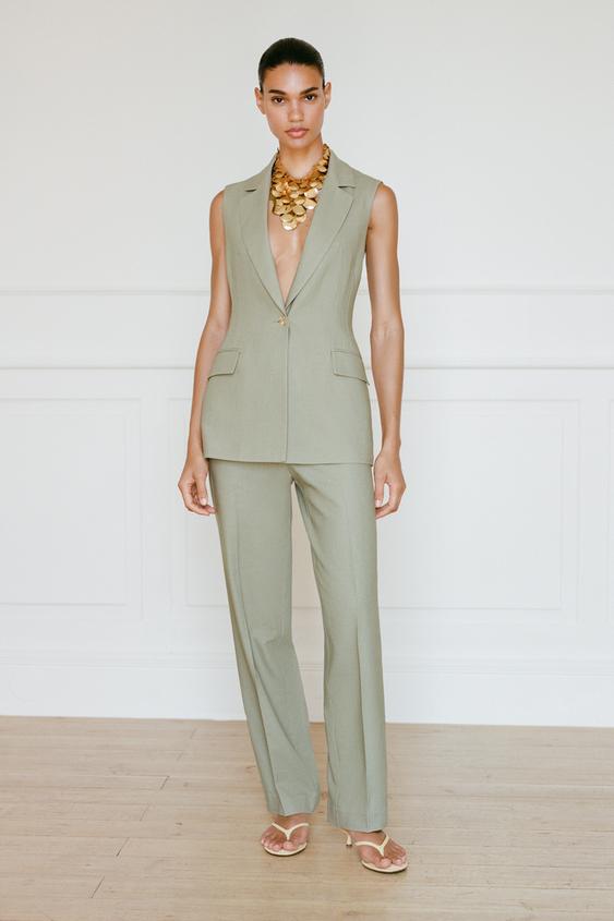 STRAIGHT LEG LINEN PANTS