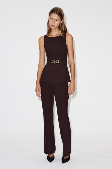 VEST, BELT AND flare TROUSERS SET - Mustard Yellow by Zara