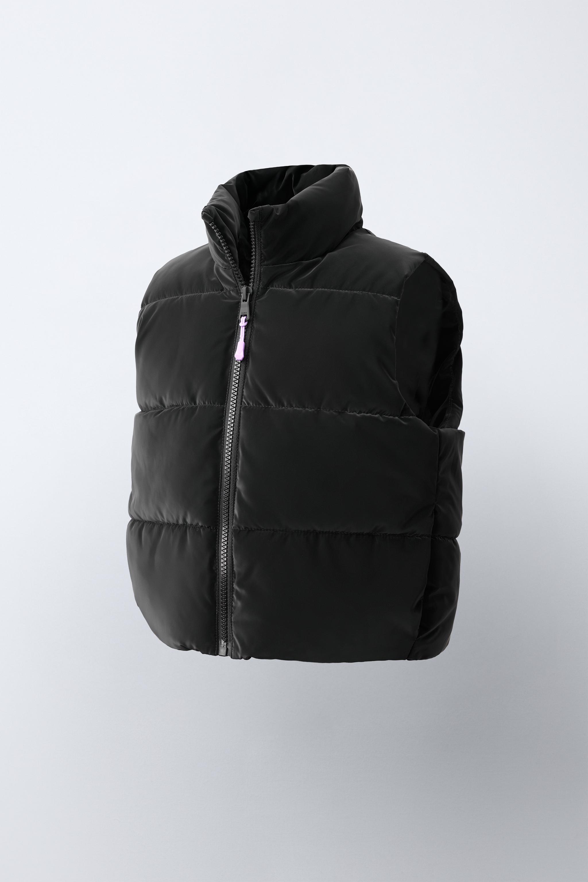 RUBBERISED PUFFER GILET — Black