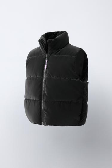 RUBBERISED PUFFER GILET — Black 1