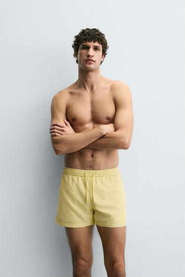SOFT SHORT SWIMMING TRUNKS - Yellow by Zara - Image 4