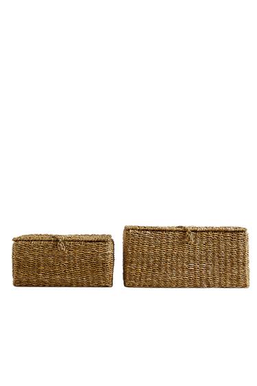 Zara SEAGRASS BASKET WITH LID - Brown
