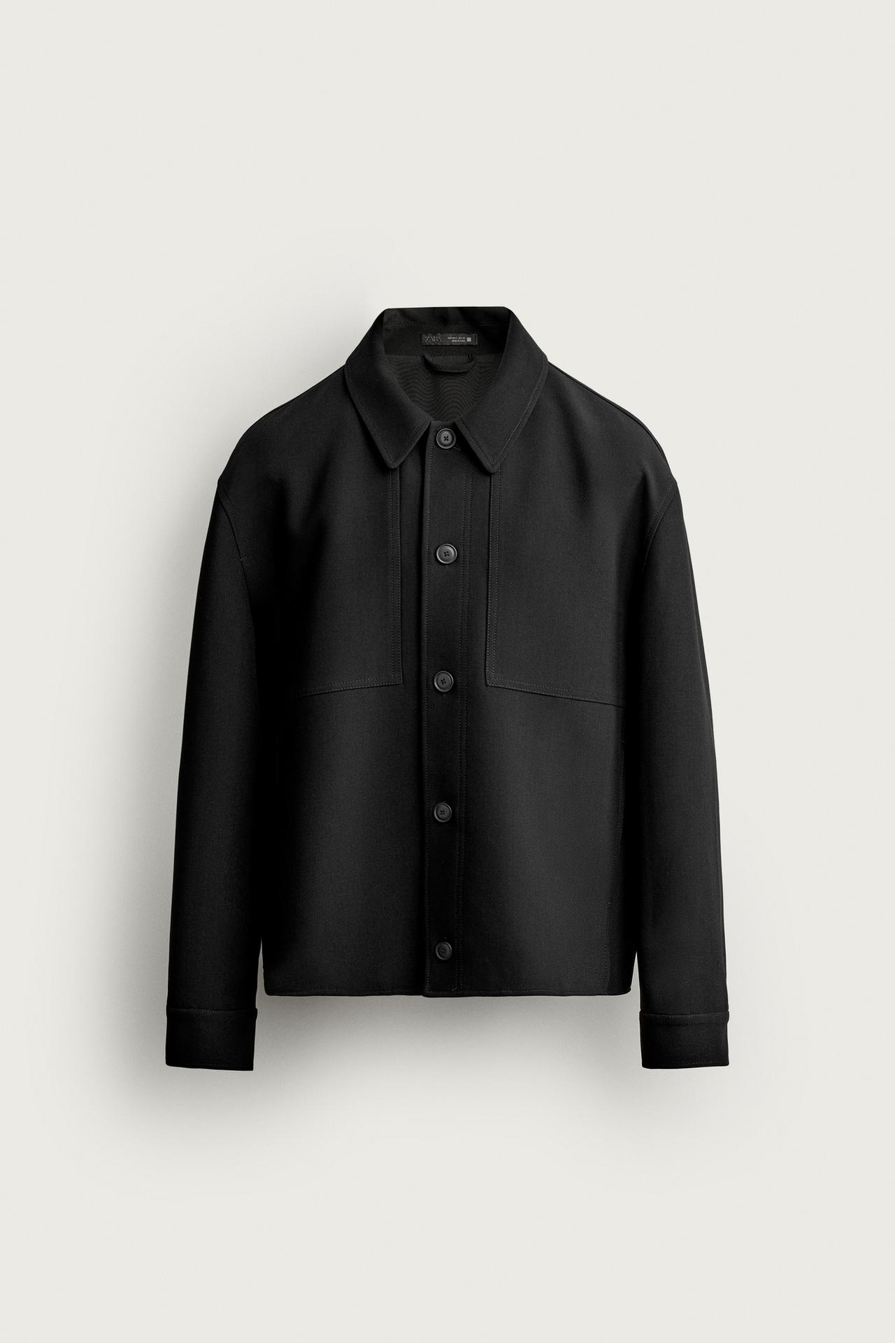 BOXY FIT OVERSHIRT — Black