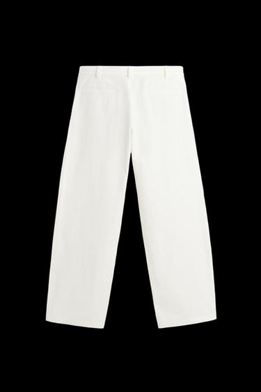 RELAXED FIT PLEATED TROUSERS - Ecru by Zara