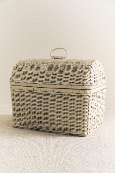 CHILDREN’S RATTAN BASKET WITH LID - Oyster-white by Zara - Image 5