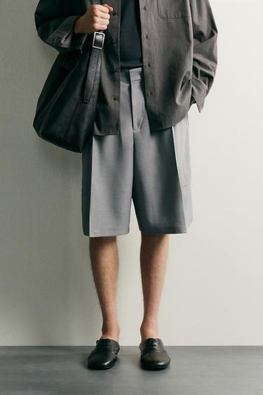 RELAXED FIT CARGO BERMUDA SHORTS - Mid-grey by Zara