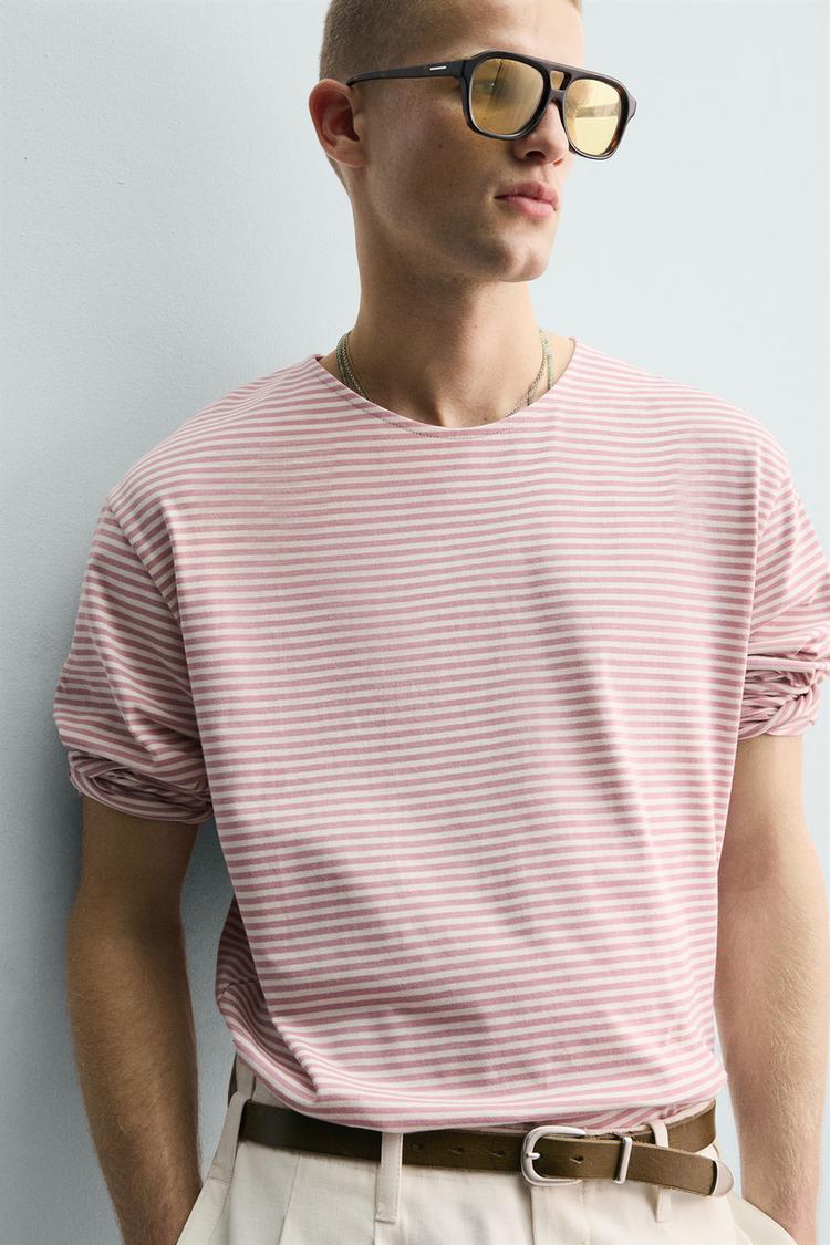 ZARA STRIPED JACQUARD T-SHIRT