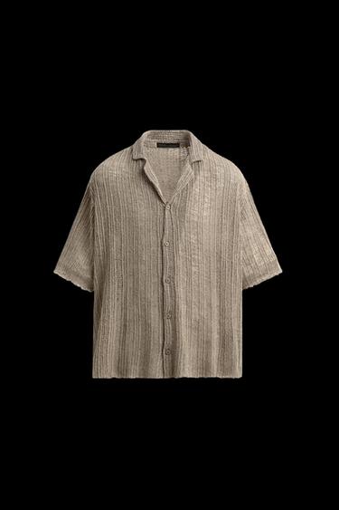 Zara TEXTURED KNIT SHIRT - Ecru