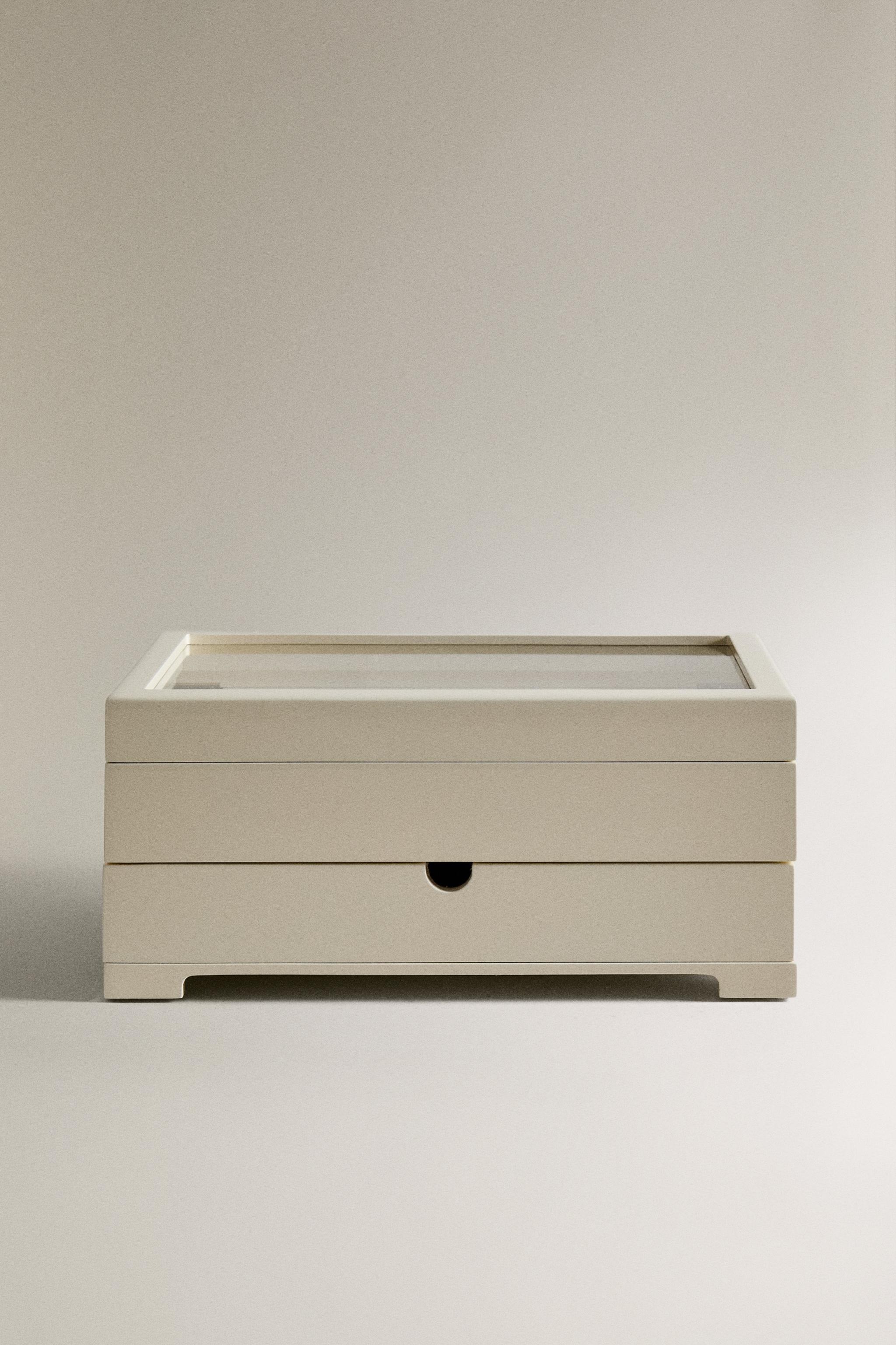 LACQUERED JEWELRY BOX WITH A DRAWER AND LID