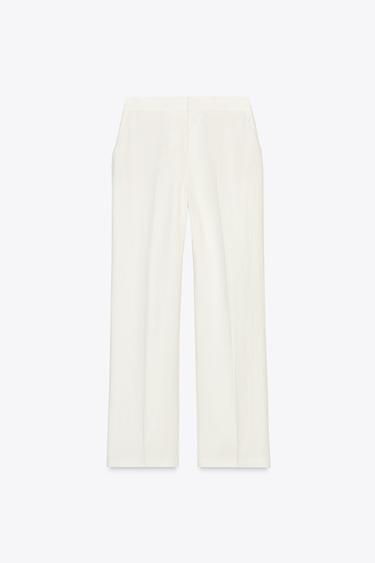WRINKLED-EFFECT STRAIGHT-LEG TROUSERS - Ecru by Zara