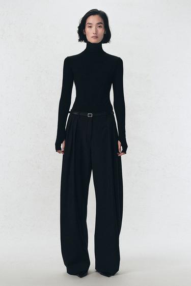 PANTALÓN PINZAS CON LANA SOSHIOTSUKI X ZARA - Negro de Zara