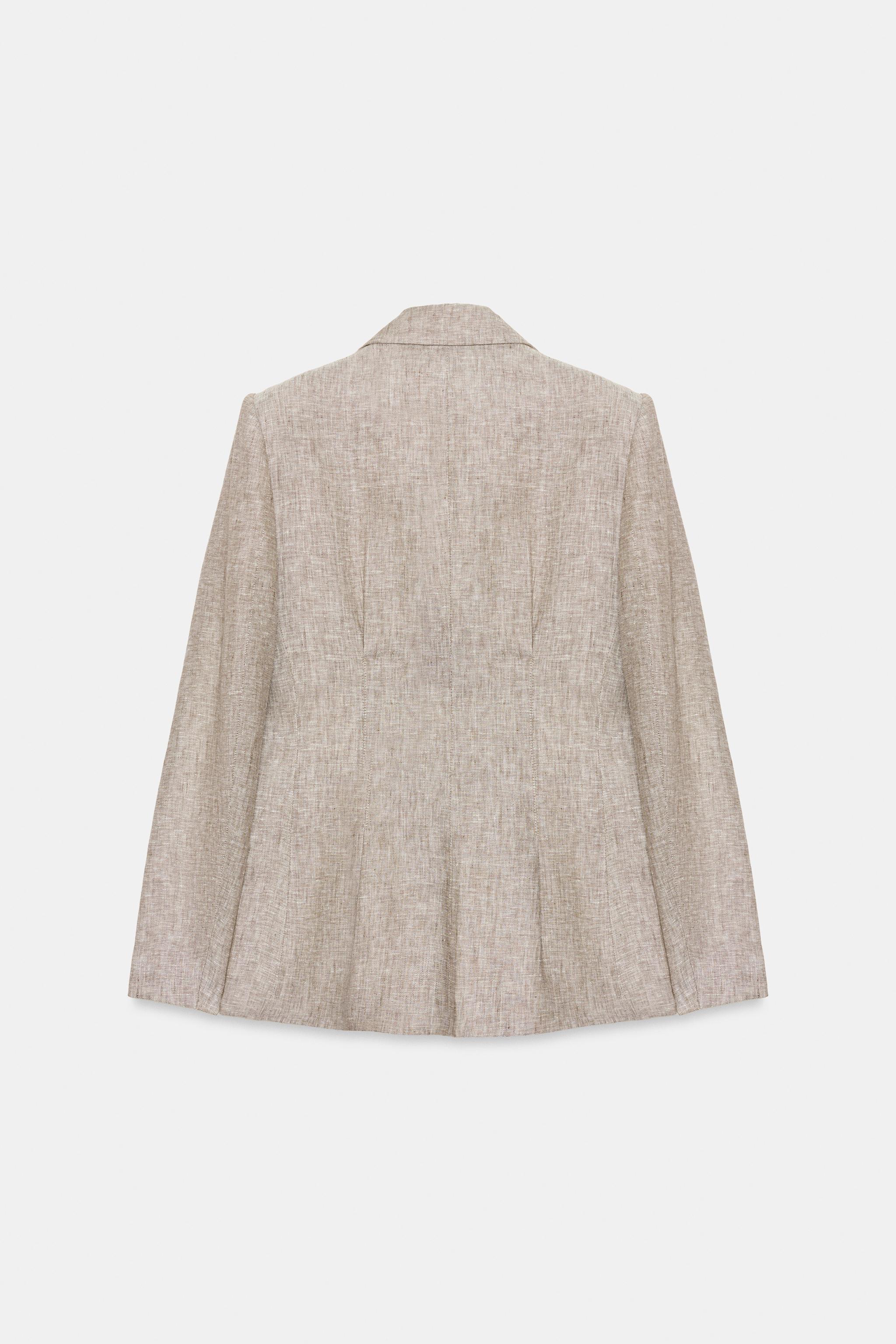 %100 KETEN VATKALI BLAZER - Görsel 7