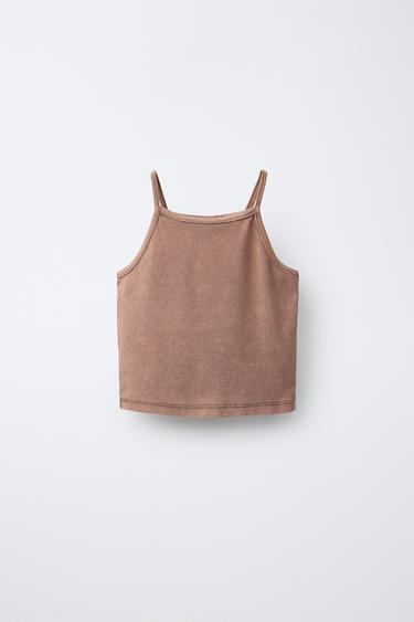 T-SHIRT EFFET DÉLAVÉ CLOUS - Marron de Zara - Image 1