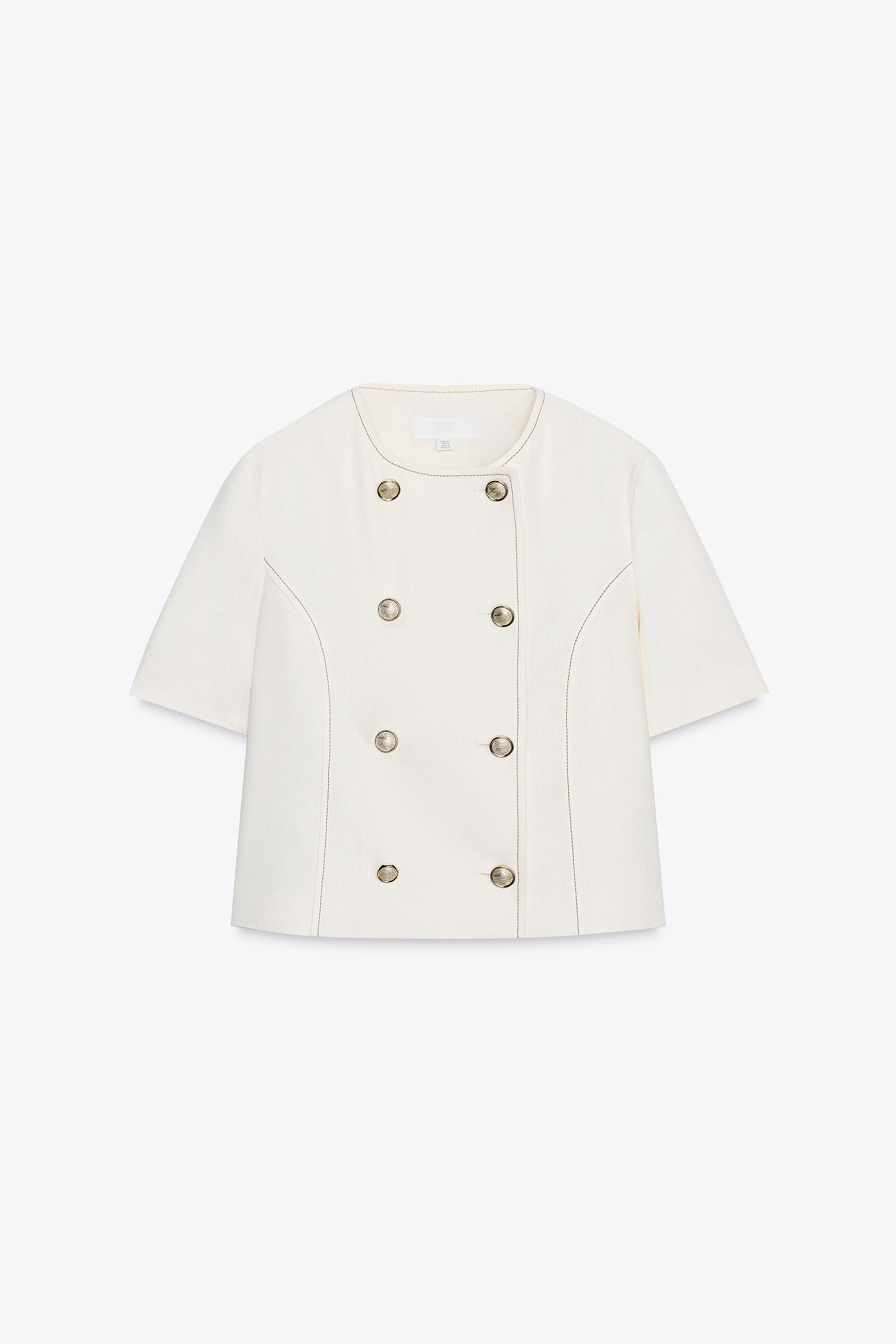 BLAZER MANCHES COURTES AVEC LIN