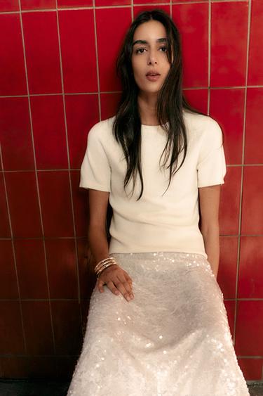 SHORT SLEEVE SOFT-TOUCH KNIT JUMPER - Ecru by Zara