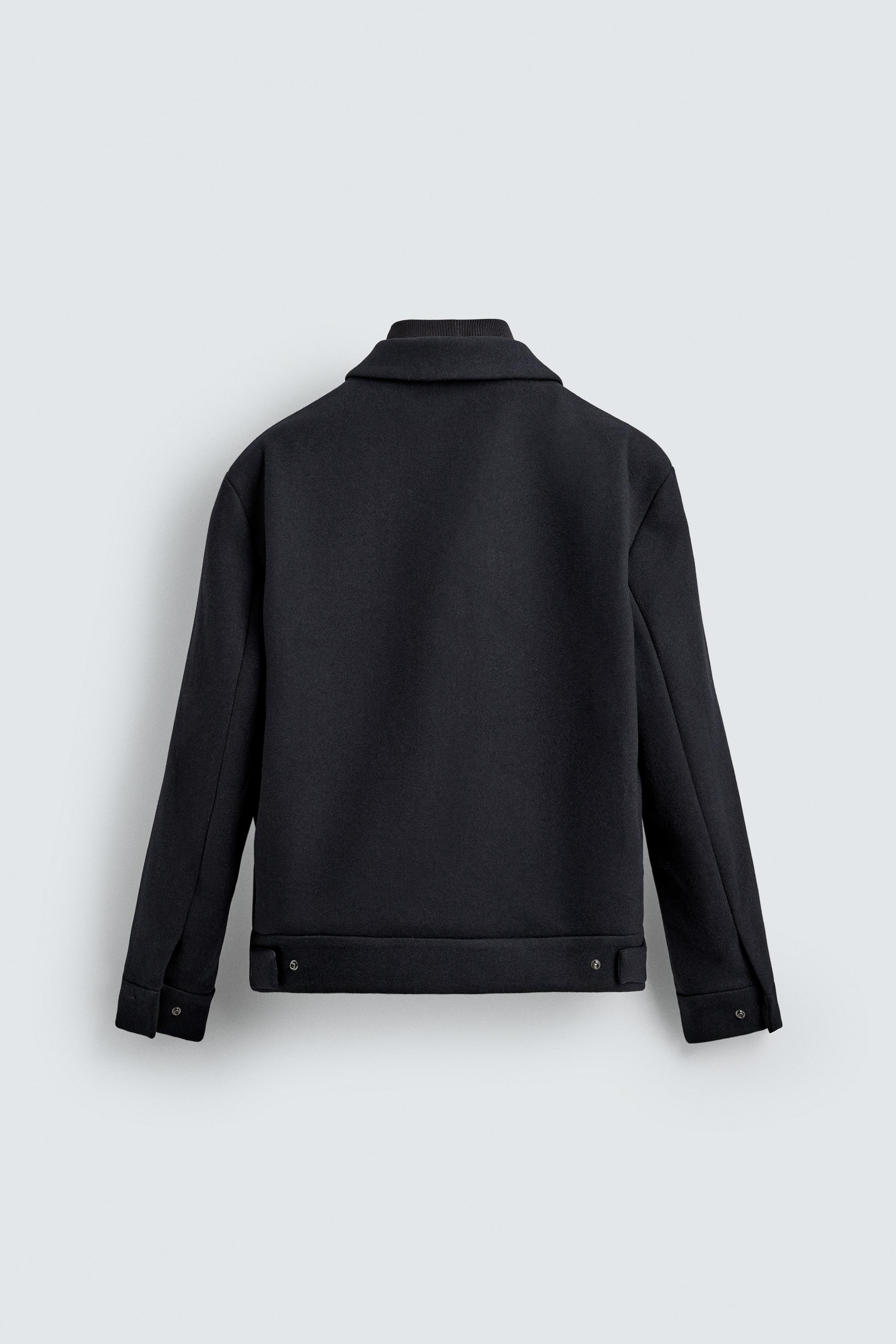 取り外し可能なニットカラー付きジャケット - ネイビーブルー | ZARA