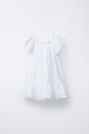 EMBROIDERED DOTTED MESH DRESS - White by Zara - Image 1