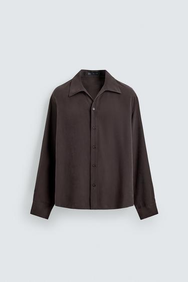 RELAXED FIT FLOWING SHIRT - Brown by Zara